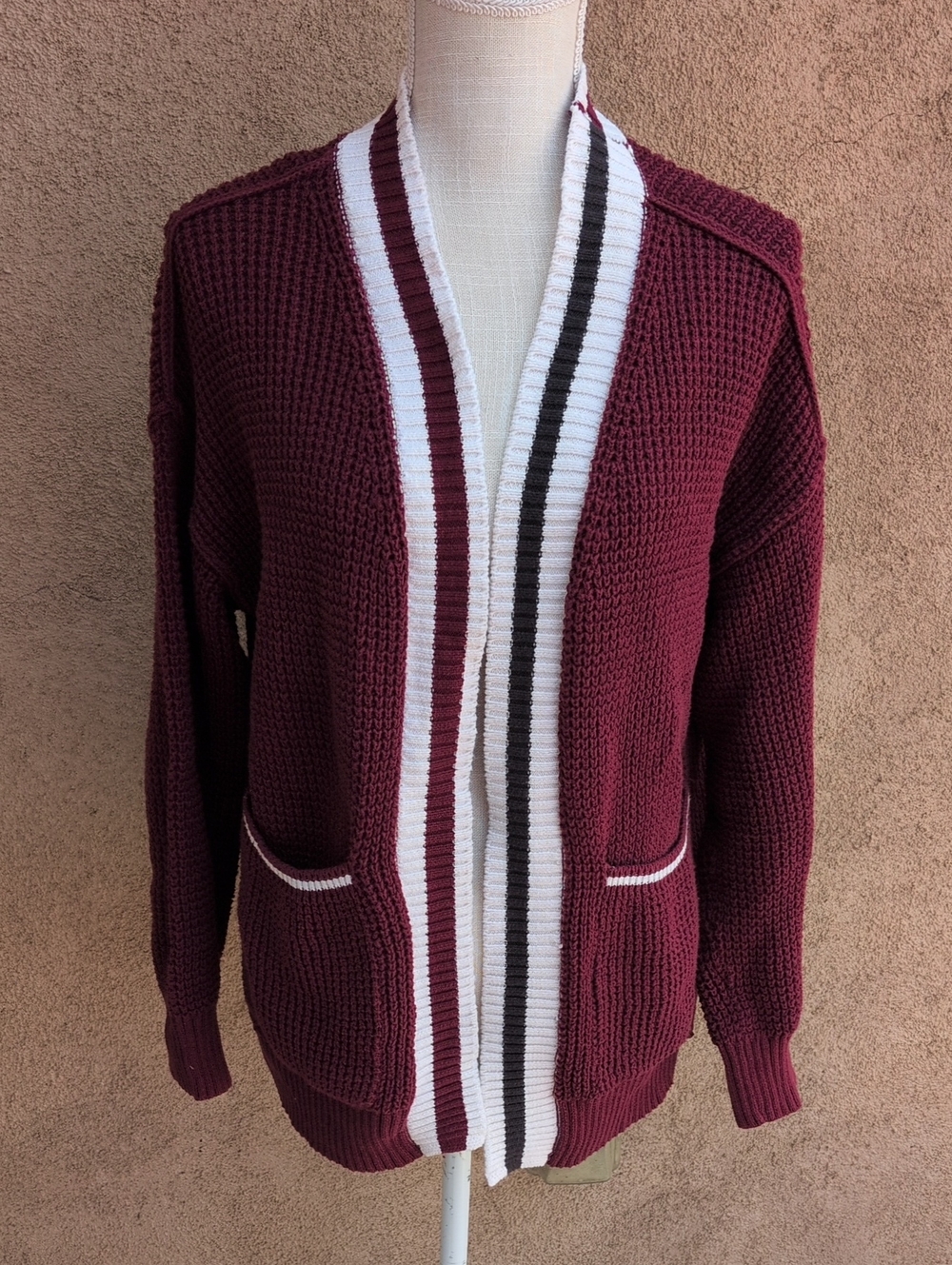 Universal Thread Cable Knit Open Front 100% Cotton Cardigan Academia Minimalist